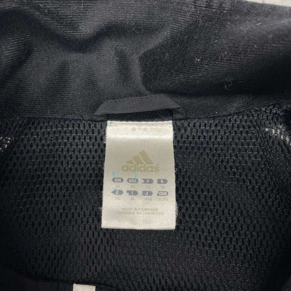 Adidas Track Jacket Mens XL‎ Black White Athletic Sportswear Mock Neck Full Zip